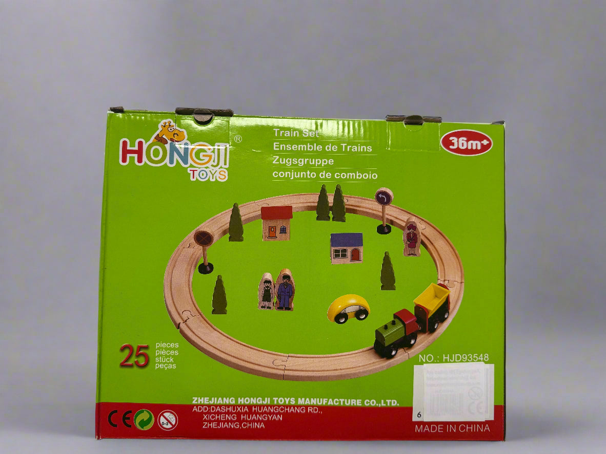 wooden train set box