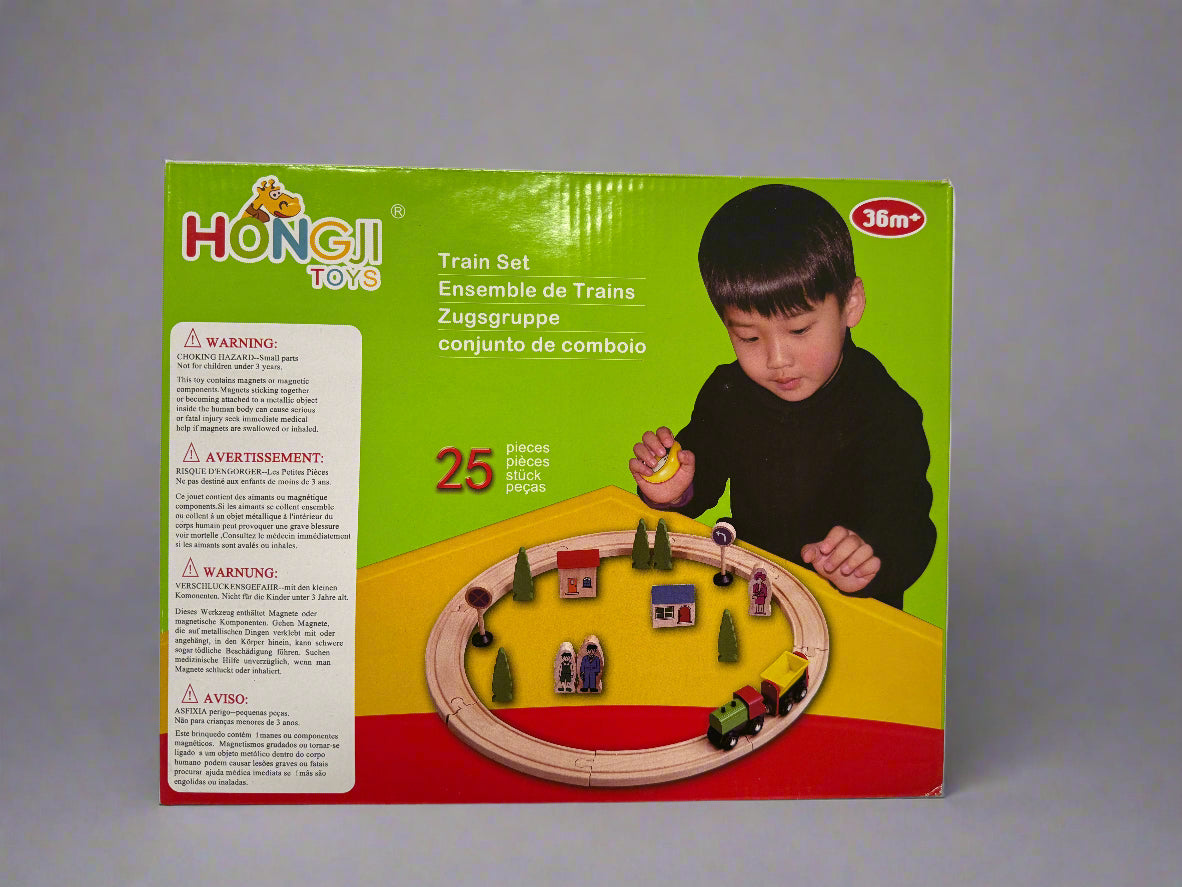 wooden train set box